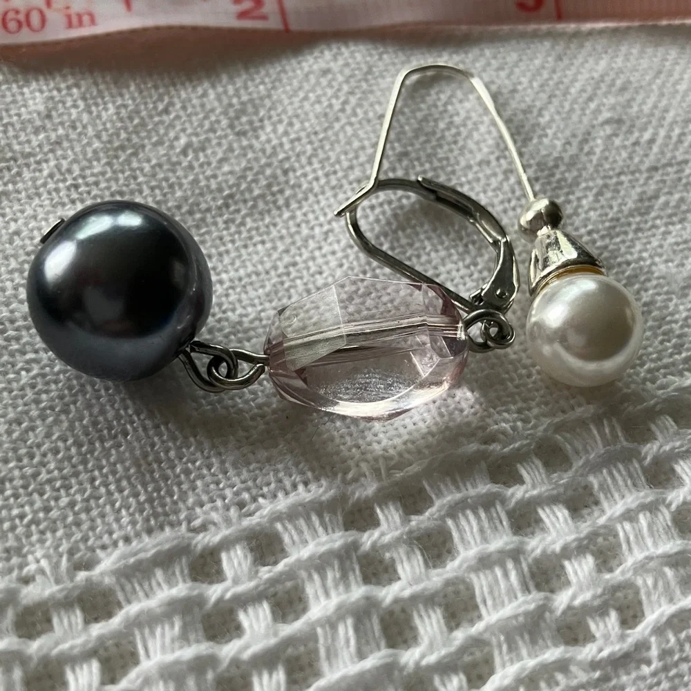 Vintage Bead & Pearl Hook Dangle Earrings Set - 3‎ pair
